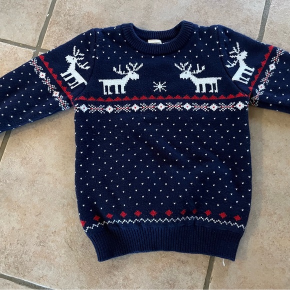 Redodeco kids sweater blue,white red reindeer size 5T - Picture 2 of 3